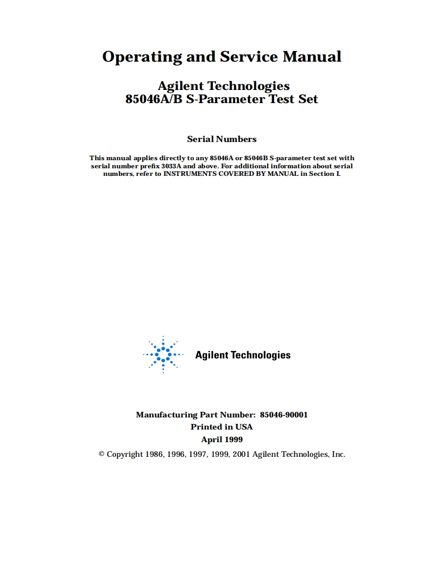 85046A--用户操作维护说明书手册