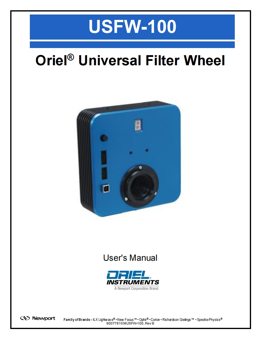 90077810B-MUSFW-100-Filter-Wheel-操作说明书指南