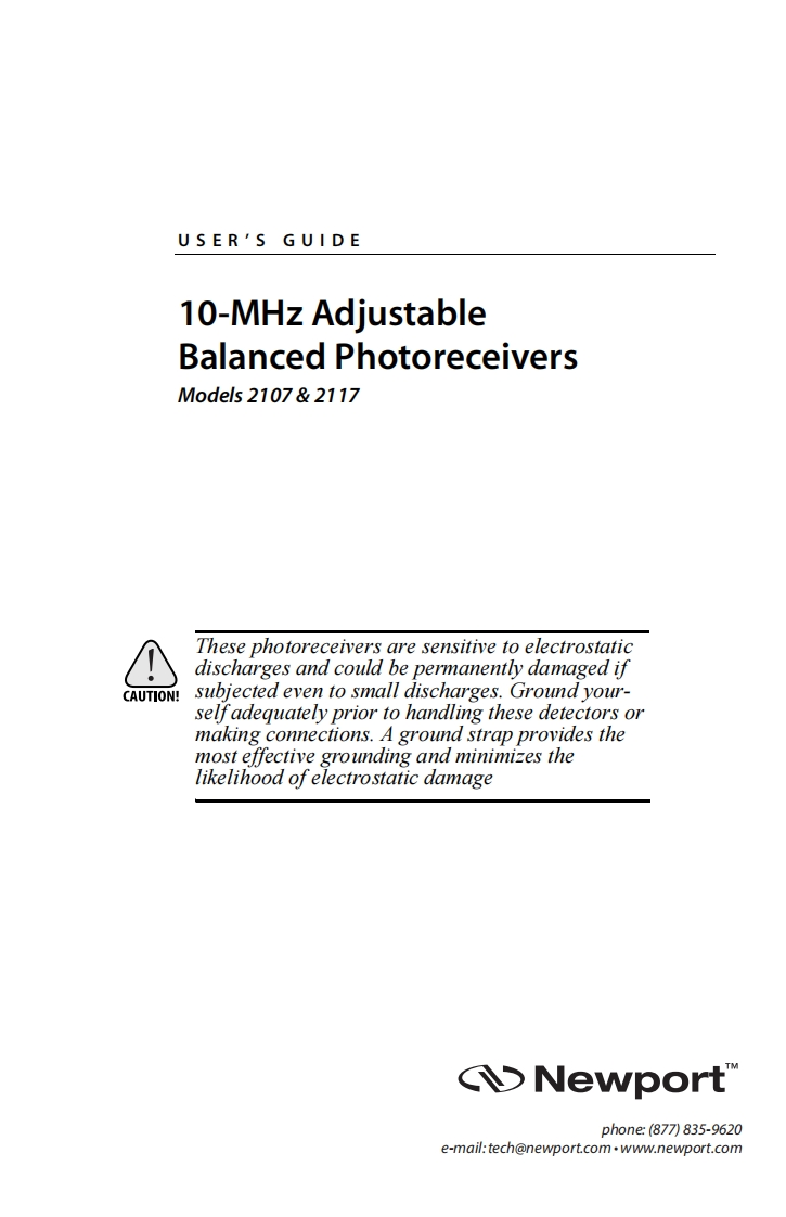 90099913-Adjustable-Balanced-Photoreceivers-操作说明书手册-RevA