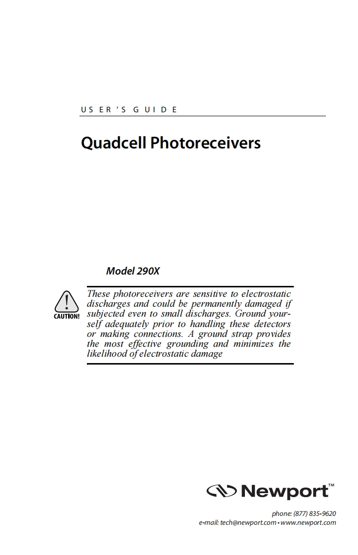 90099915-Quadcell-Photoreceivers-操作说明书手册-Rev-A