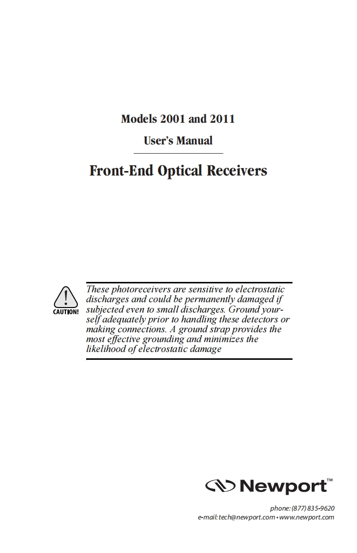 90099916-Front-End-Optical-Receivers-操作说明书手册-Rev-A