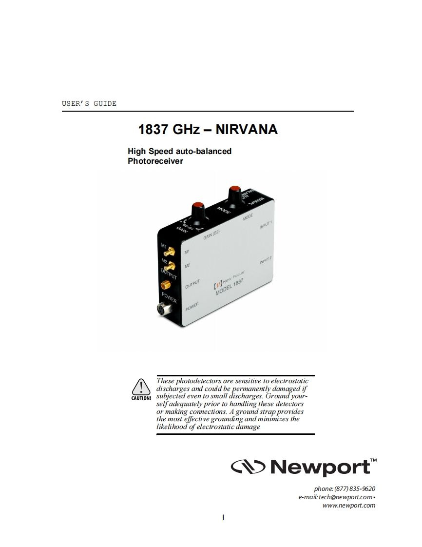 90099919-GHz-Nirvana-Aurebalanced-Photoreceiver-操作说明书手册-Rev-A