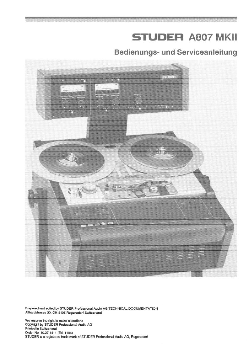 A807_MkII_Op_Serv维修操作说明书手册_D