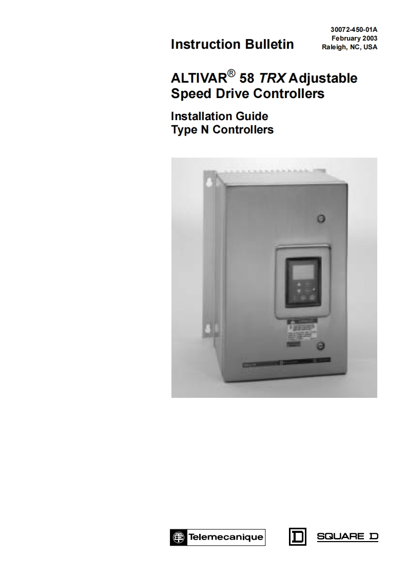 ACDriveAltivar58NSeries安装操作说明书手册