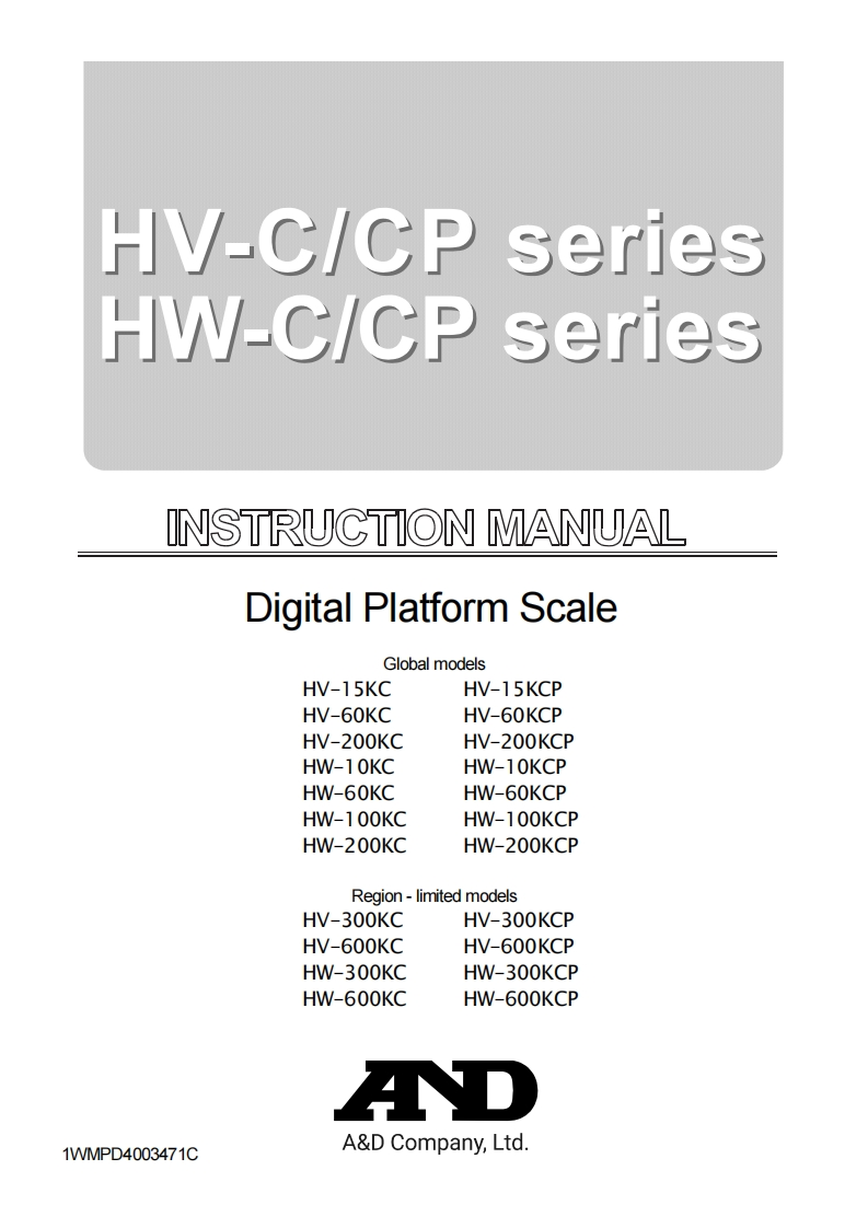 AD-HV-KC-HV-KCP-Platform-Scale-操作说明书手册