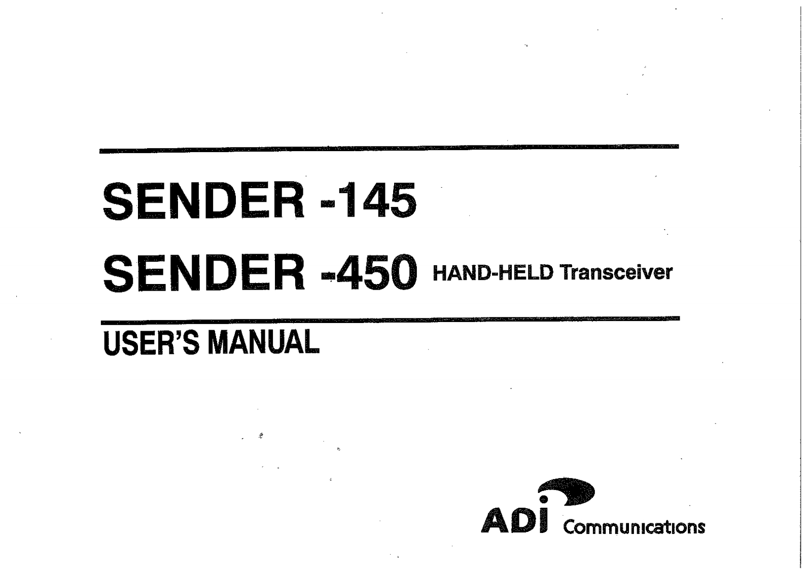ADI_Sender-145_Sender-450_使用说明书手册