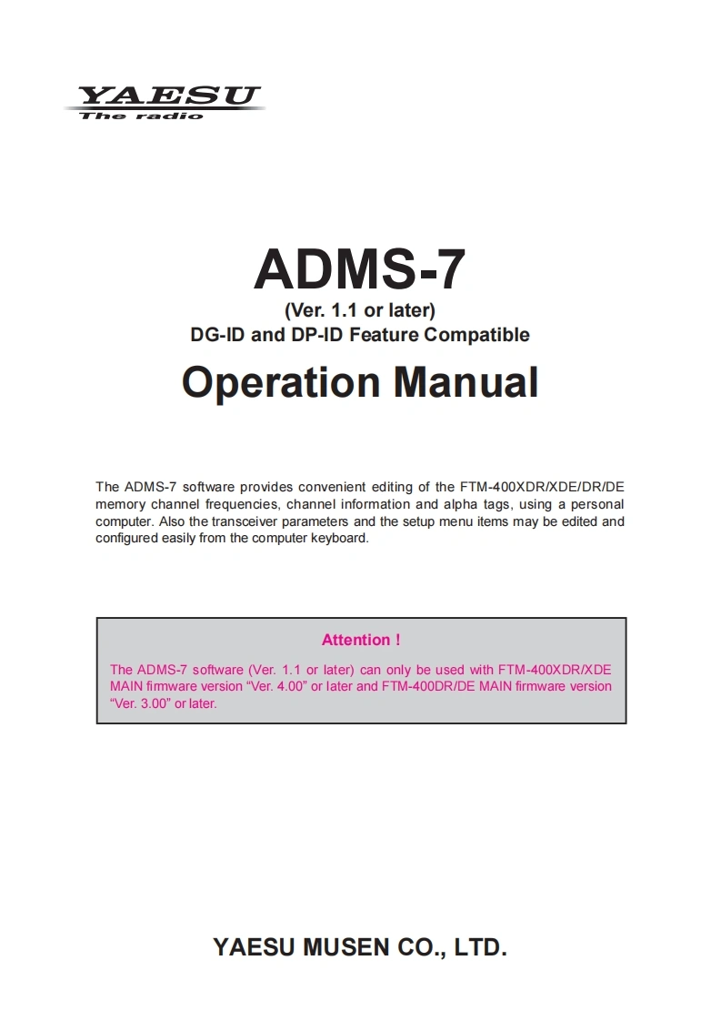 ADMS-7_FTM-400XD_D_操作说明书手册_ENG_2211-C
