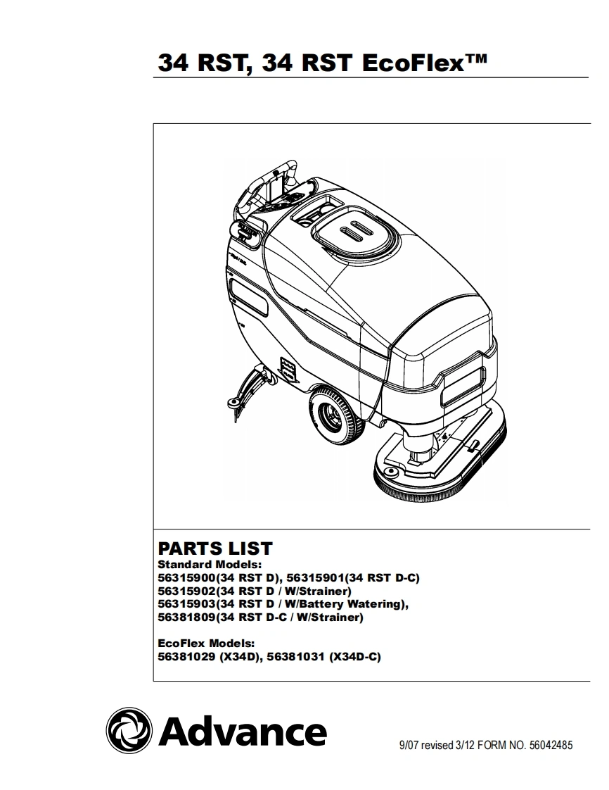 ADVANCE-Advance-34-RST-维修零部件手册说明书手册含电器原理图