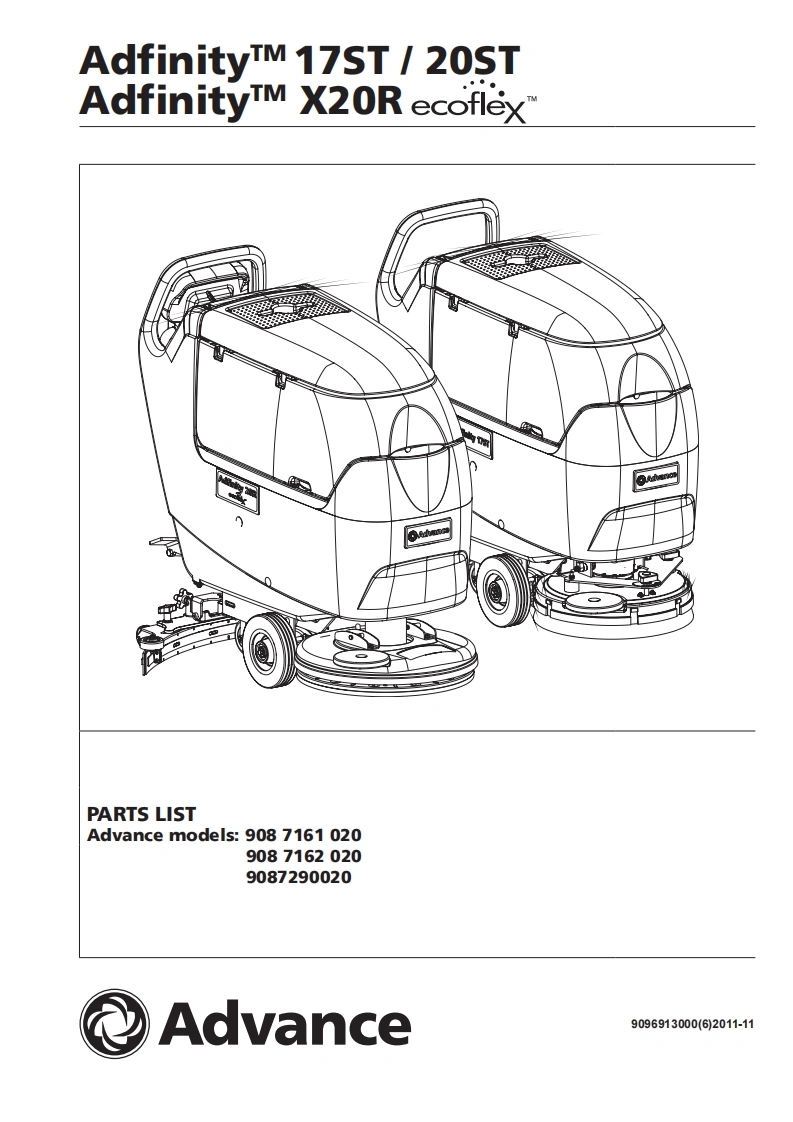 ADVANCE-Advance-Adfinity-17-and-20-维修零部件手册说明书手册含电器原理图