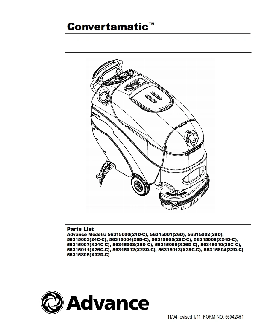 ADVANCE-Advance-Convertamatic-26-维修零部件手册说明书手册含电器原理图