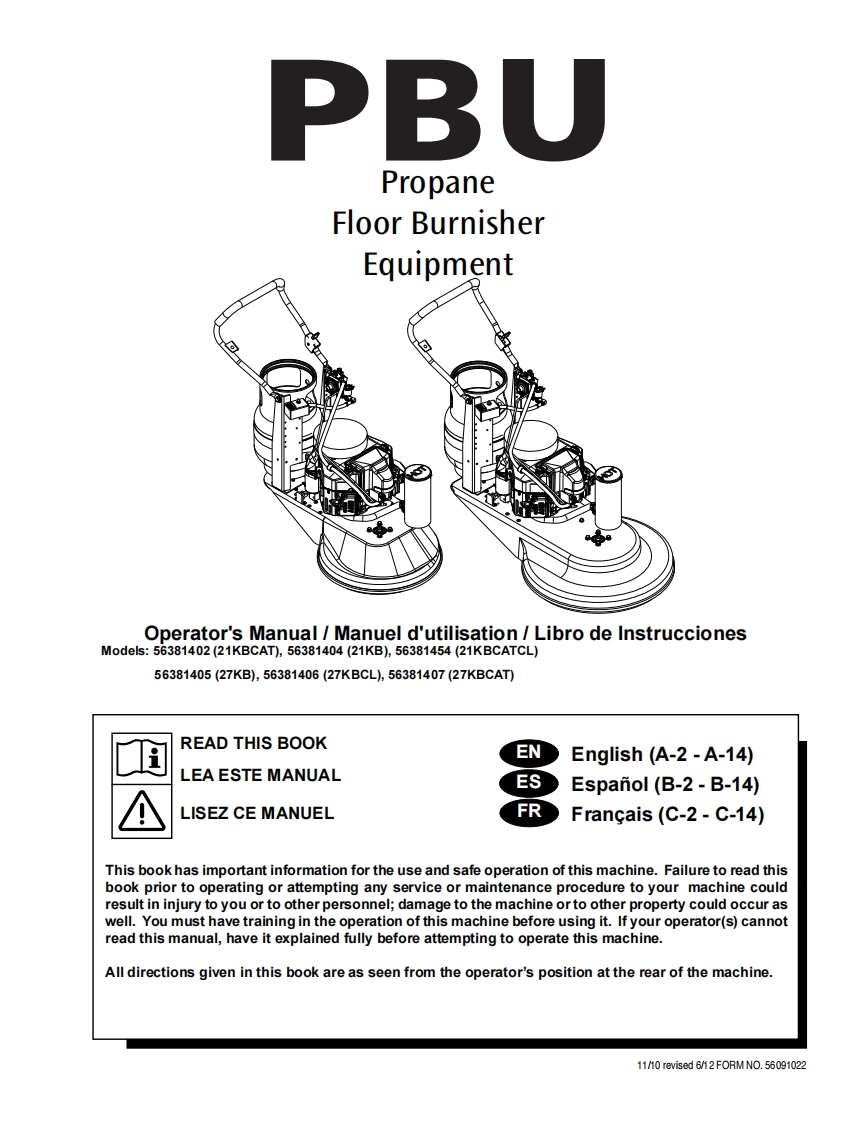 ADVANCE-Advance-PBU-27-WITH-18HP-Operators-Manual说明书手册含电器原理图