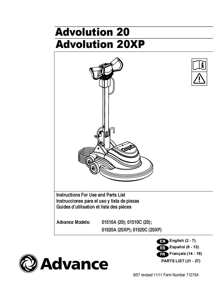 ADVANCE-Advance_Advolution-20_20XP_Electric-Burnisher_Rev1111_Parts说明书手册含电器原理图