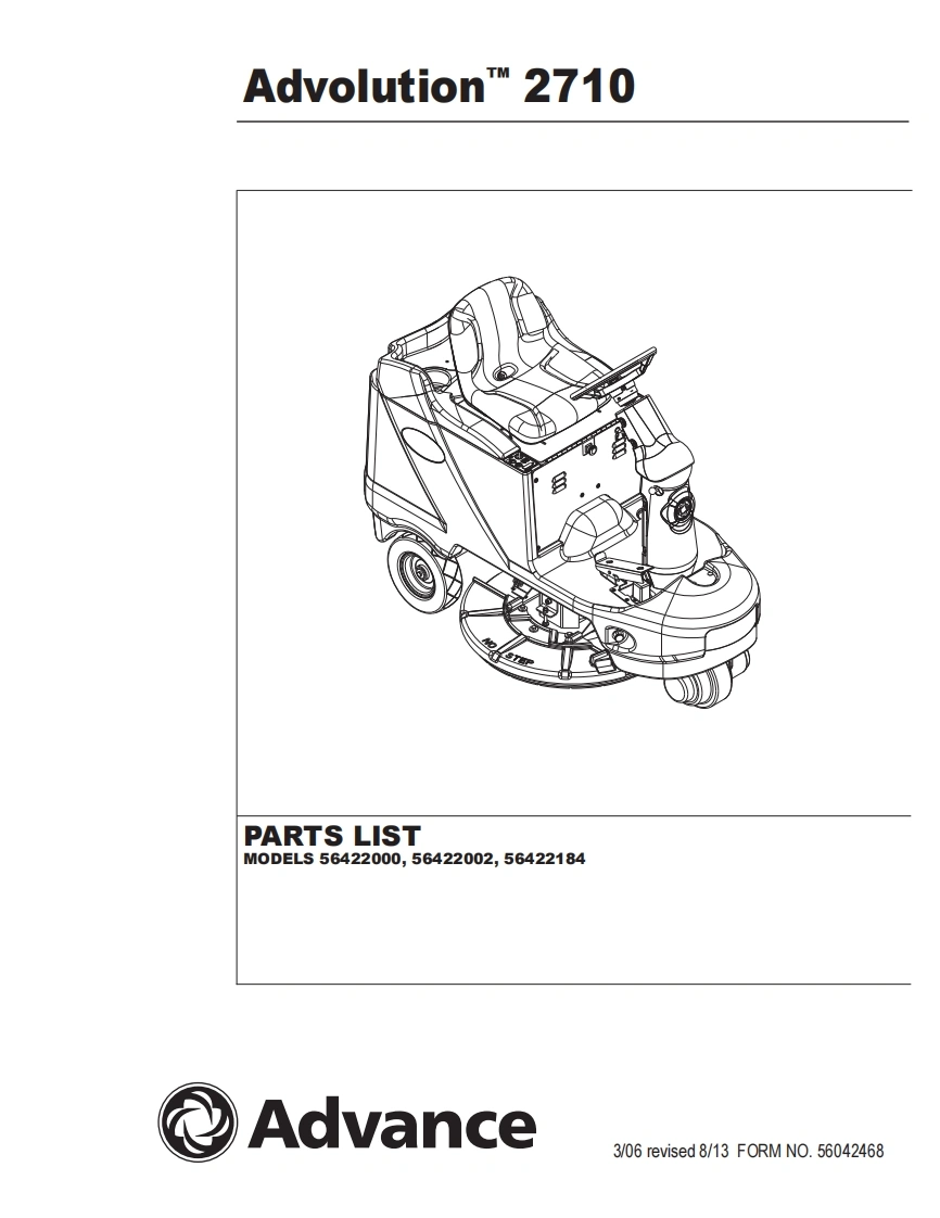 ADVANCE-Advance_Advolution-2710_Rider-Burnisher_Rev-813_Parts说明书手册含电器原理图