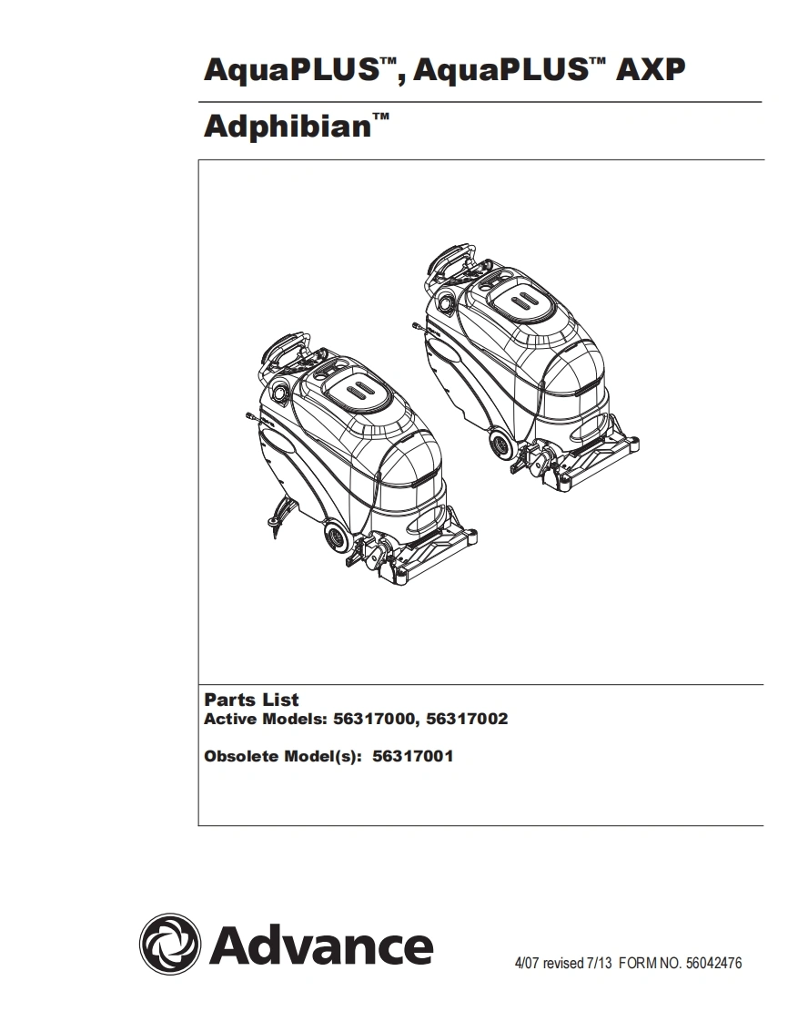 ADVANCE-Advance_AquaPLUS_Adphibian_Extractors_Rev-713_Parts说明书手册含电器原理图