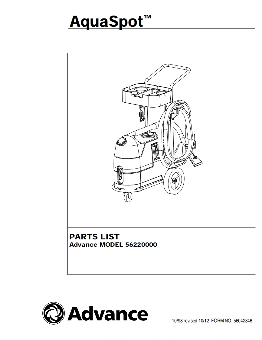 ADVANCE-Advance_AquaSpot_Spotter-Extractor_Rev-1012_Parts说明书手册含电器原理图
