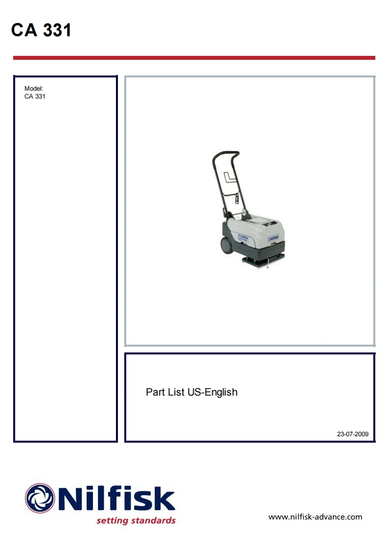 ADVANCE-Advance_CA331_Electric-Scrubber_Parts说明书手册含电器原理图