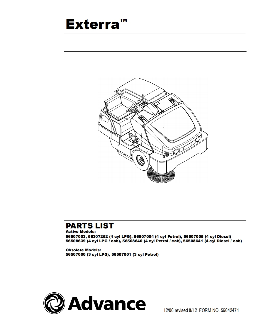 ADVANCE-Advance_Exterra_Rider-Sweeper_Parts说明书手册含电器原理图