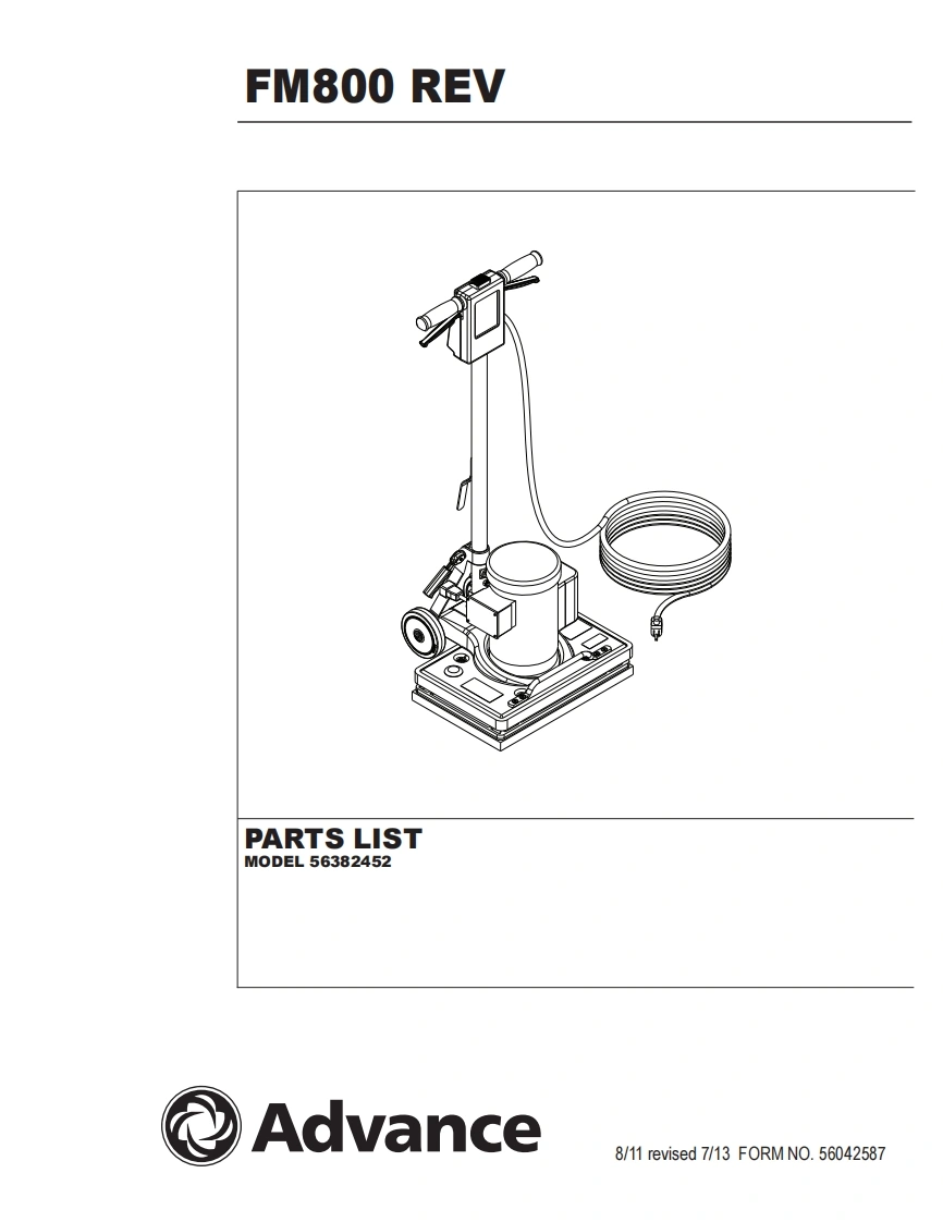ADVANCE-Advance_FM800-REV_Rev-713_Orbital-Floor-Machine_Parts说明书手册含电器原理图