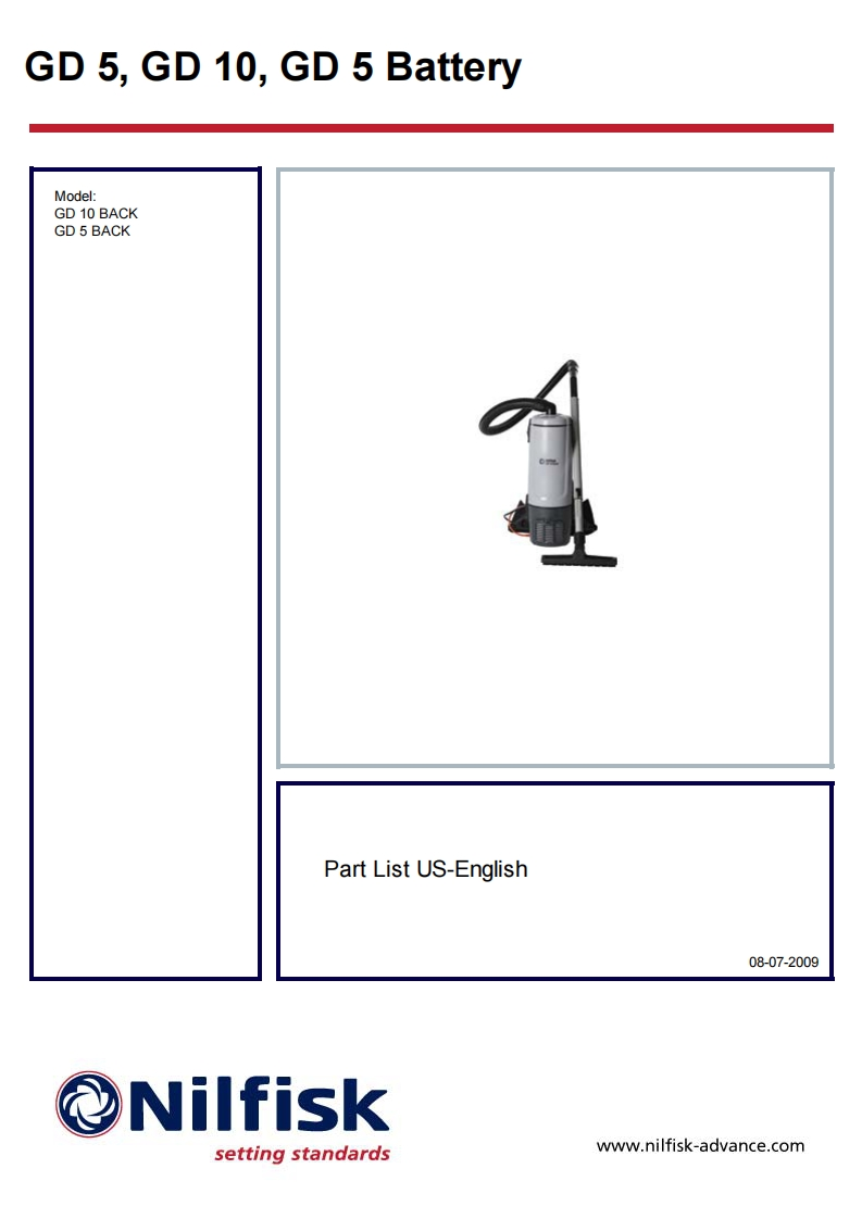 ADVANCE-Advance_GD5_GD10_Backpack-Vac_Parts说明书手册含电器原理图