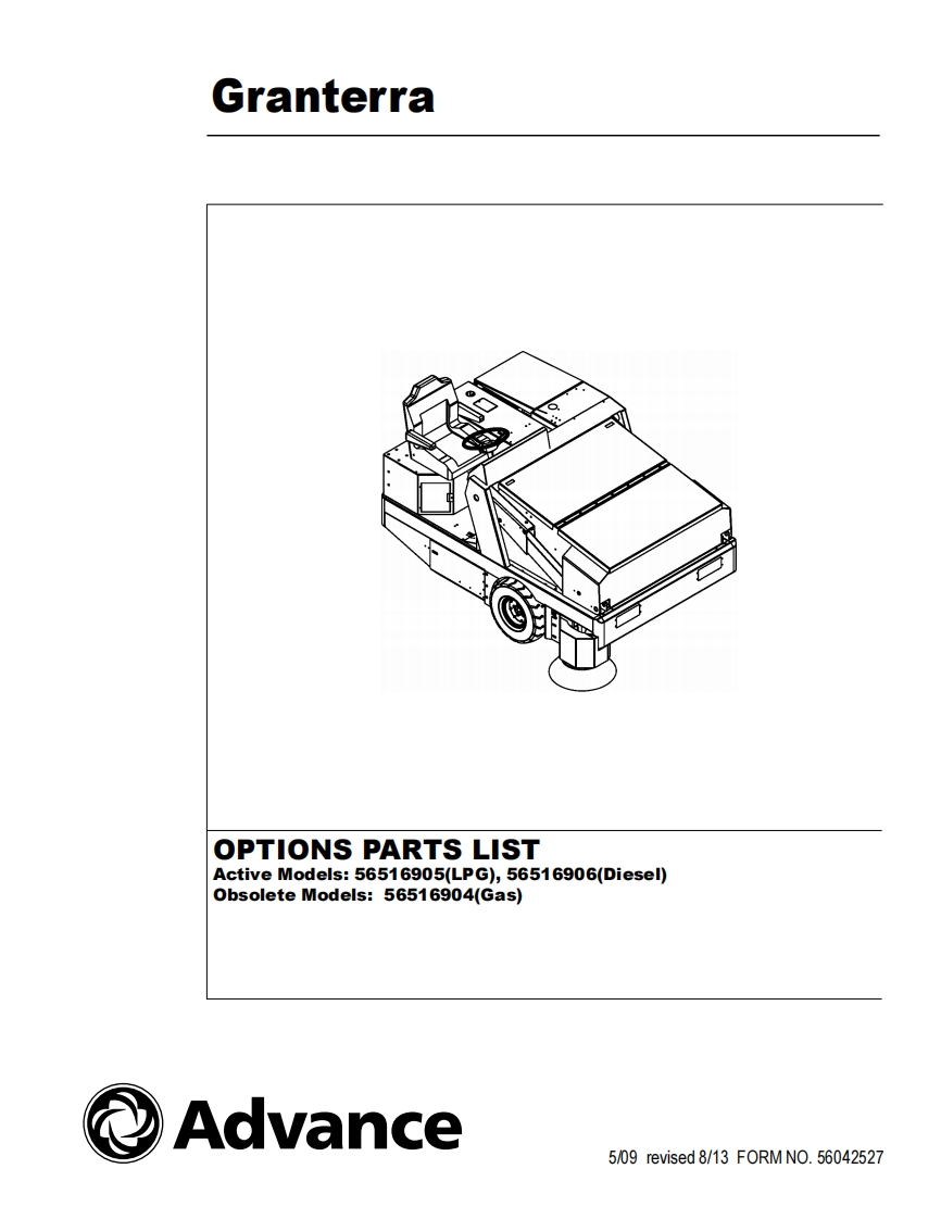 ADVANCE-Advance_Granterra_Rider-Sweeper-Diesel_Rev-813_Parts说明书手册含电器原理图