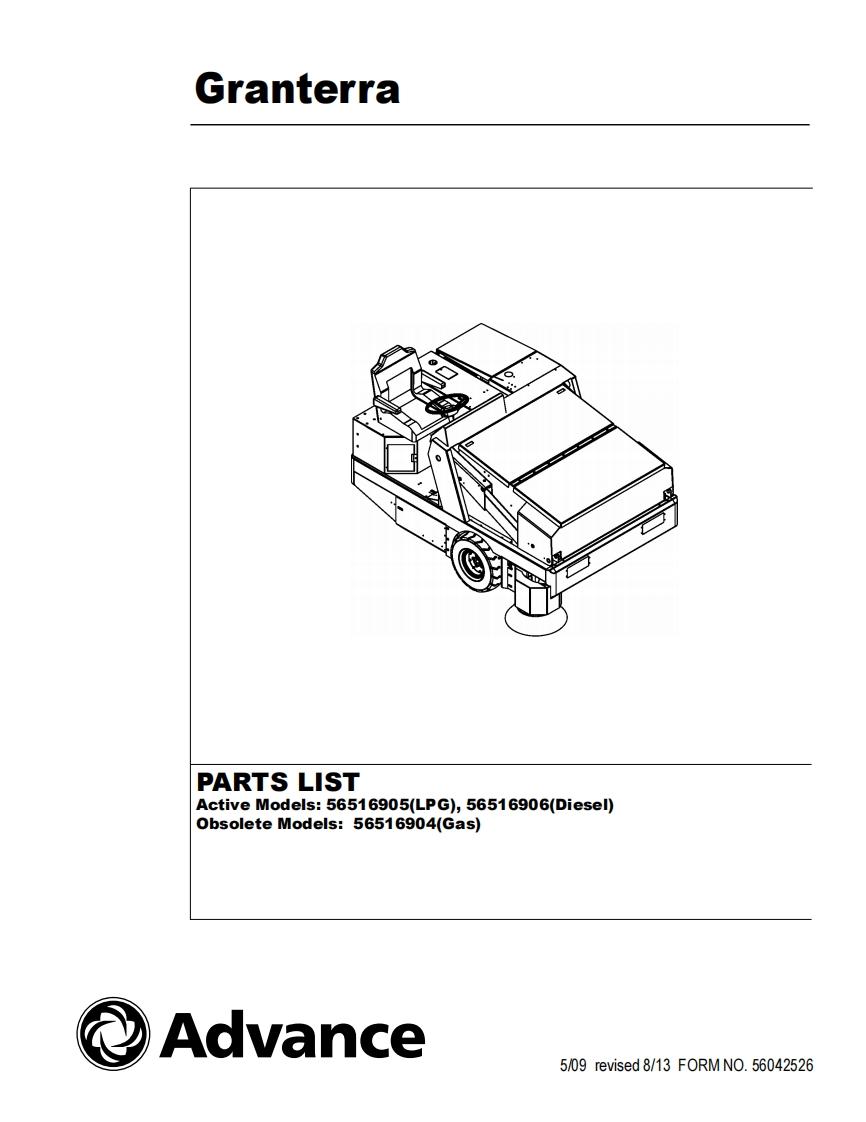 ADVANCE-Advance_Granterra_Rider-Sweeper_Rev-813_Parts说明书手册含电器原理图