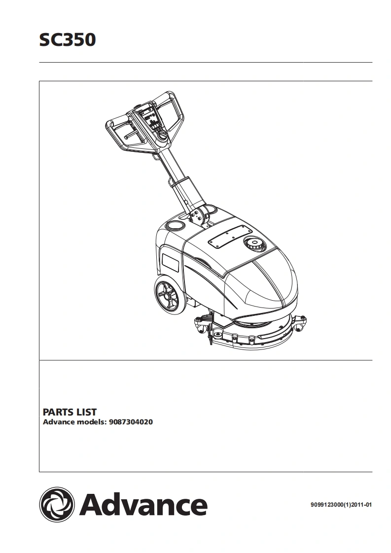 ADVANCE-Advance_SC350_Walk-Behind-Scrubber_Parts说明书手册含电器原理图
