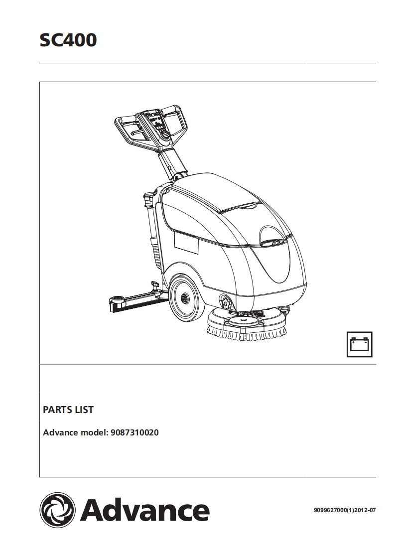 ADVANCE-Advance_SC400_Walk-Behind-Scrubber_Parts说明书手册含电器原理图