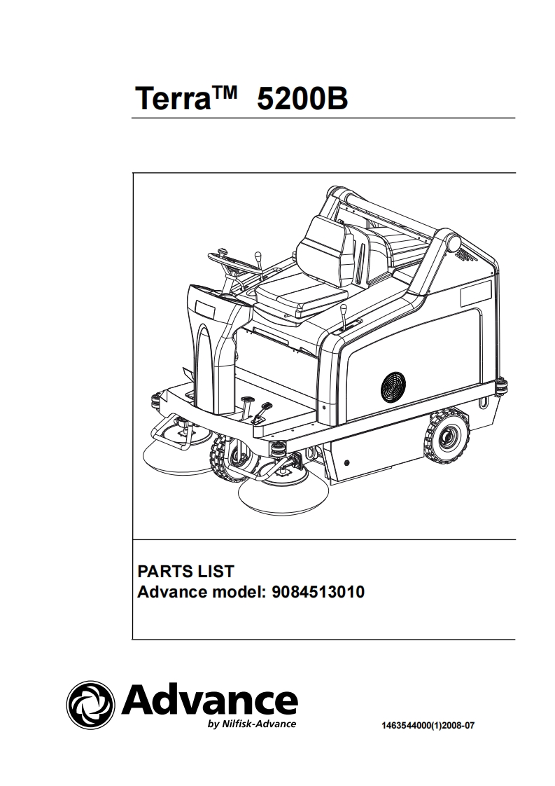 ADVANCE-Advance_Terra-5200B_Rider-Sweeper_Parts说明书手册含电器原理图