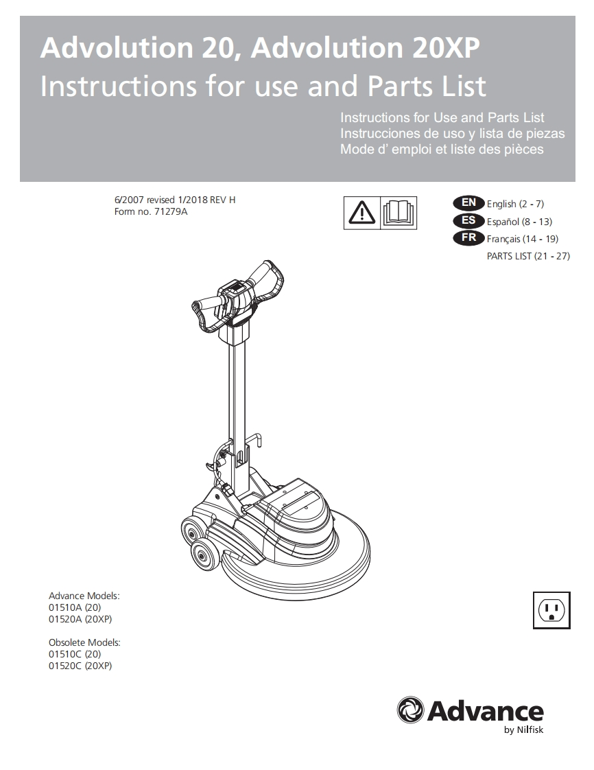 ADVANCE-Advolution-20-20XP-1-18说明书手册含电器原理图