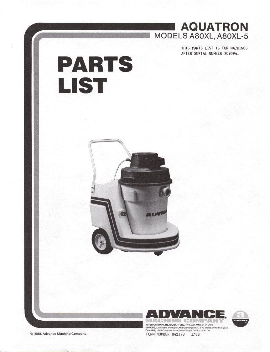 ADVANCE-AquatronA80XL说明书手册含电器原理图