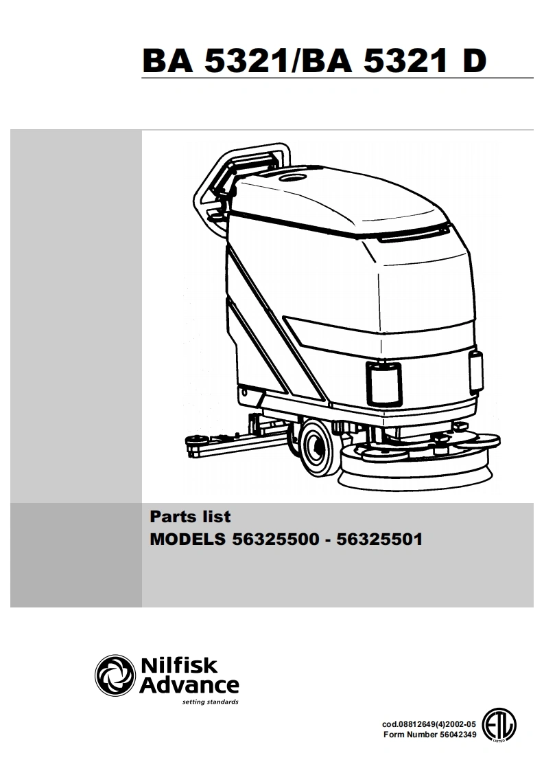 ADVANCE-Battery_WalkBehind_Scubber_BA5321D说明书手册含电器原理图