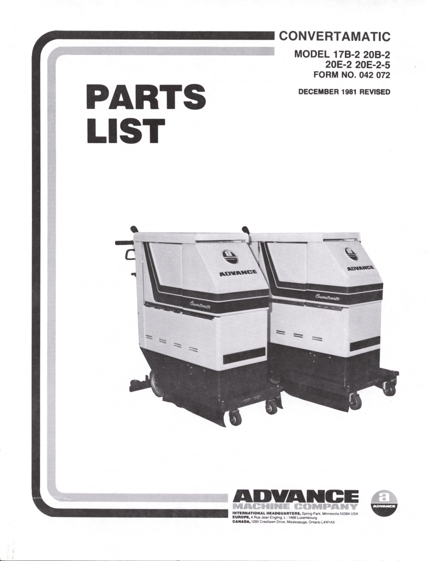 ADVANCE-Battery_WalkBehind_Scubber_Convertamatic_17B说明书手册含电器原理图