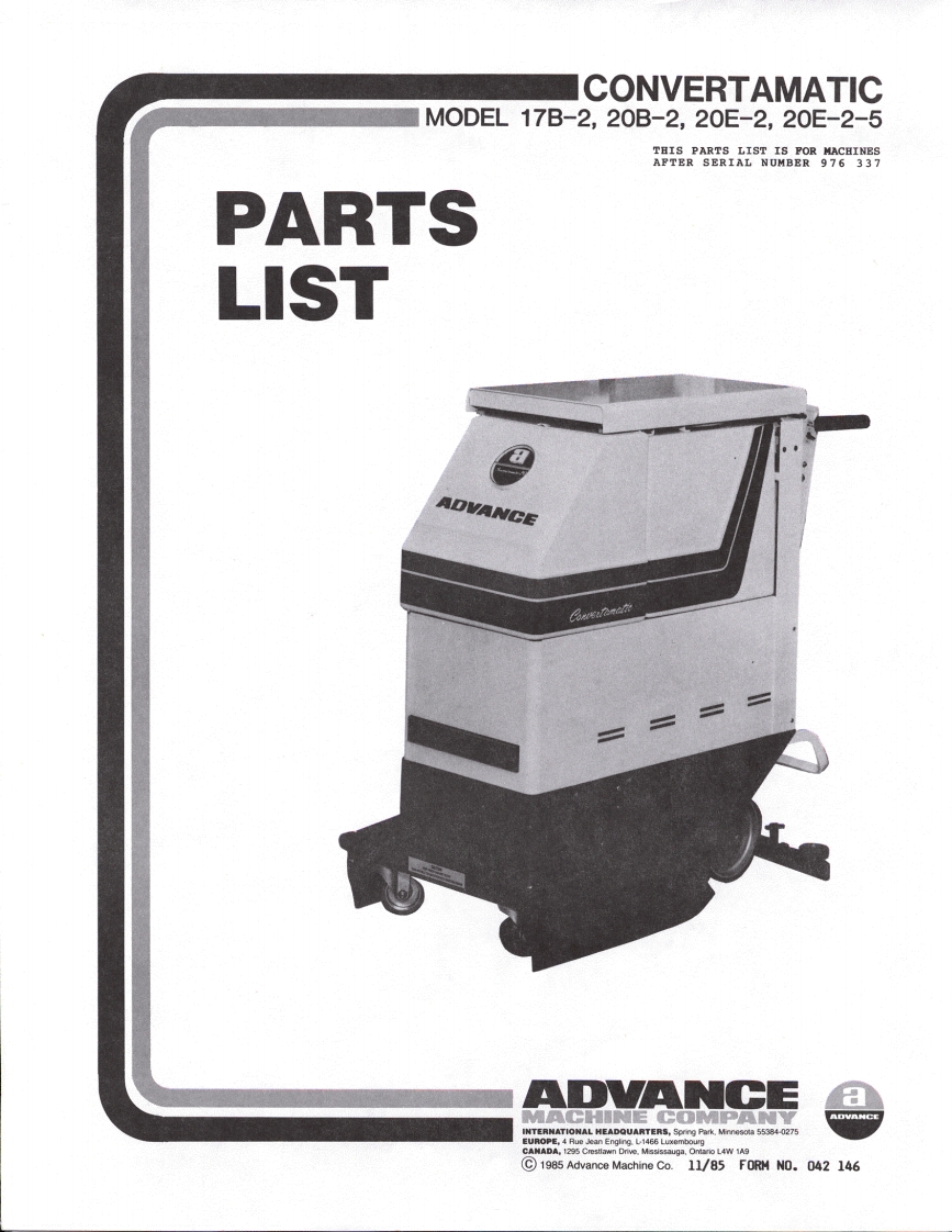 ADVANCE-Battery_WalkBehind_Scubber_Convertamatic_20E-2-5说明书手册含电器原理图