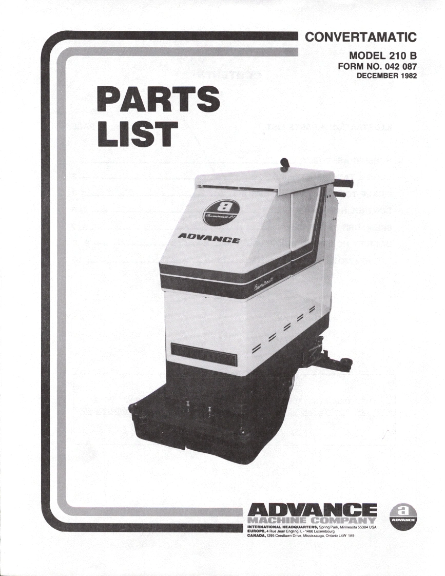 ADVANCE-Battery_WalkBehind_Scubber_Convertamatic_210B说明书手册含电器原理图