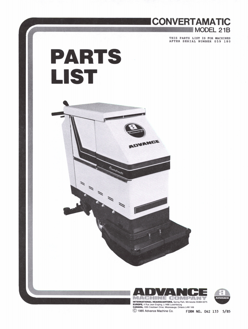 ADVANCE-Battery_WalkBehind_Scubber_Convertamatic_21B说明书手册含电器原理图