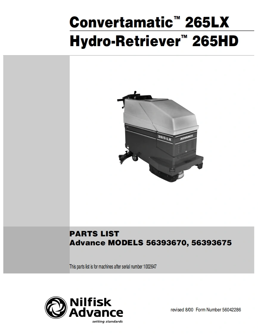 ADVANCE-Battery_WalkBehind_Scubber_Convertamatic_265LX说明书手册含电器原理图