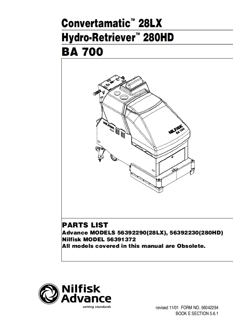 ADVANCE-Battery_WalkBehind_Scubber_Convertamatic_28LX-280HD说明书手册含电器原理图