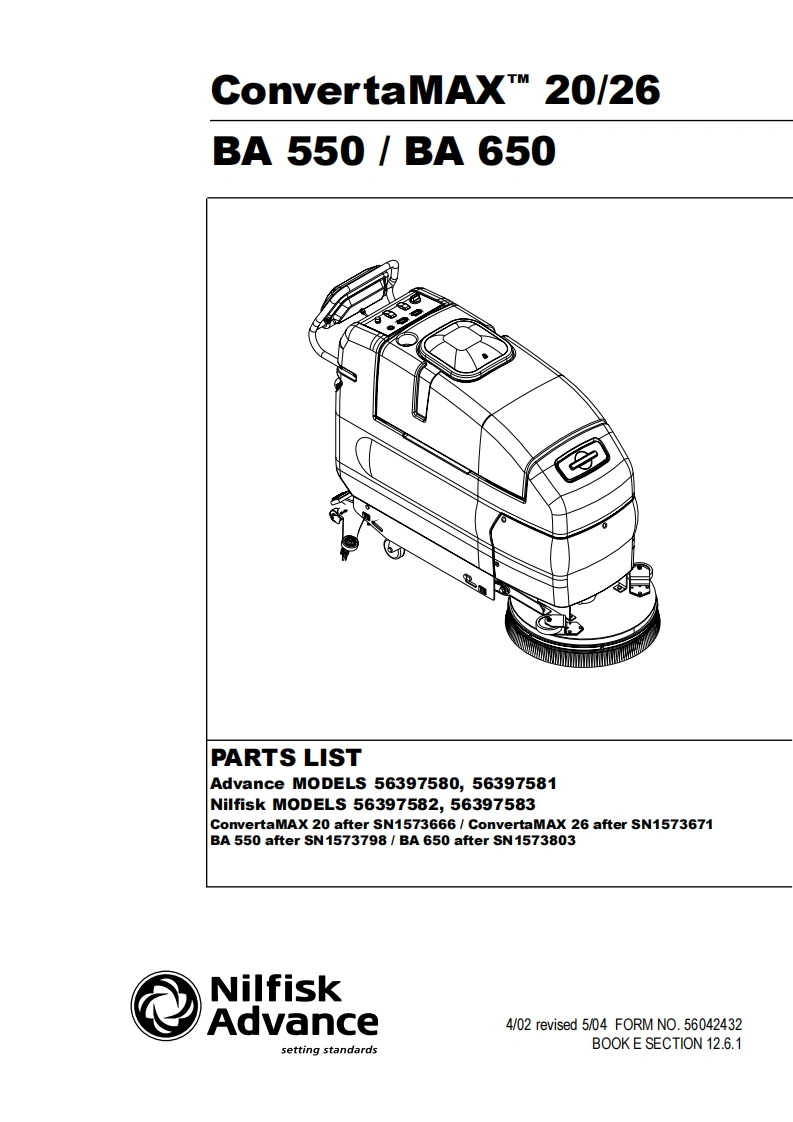 ADVANCE-Battery_WalkBehind_Scubber_Convertamax20-26说明书手册含电器原理图