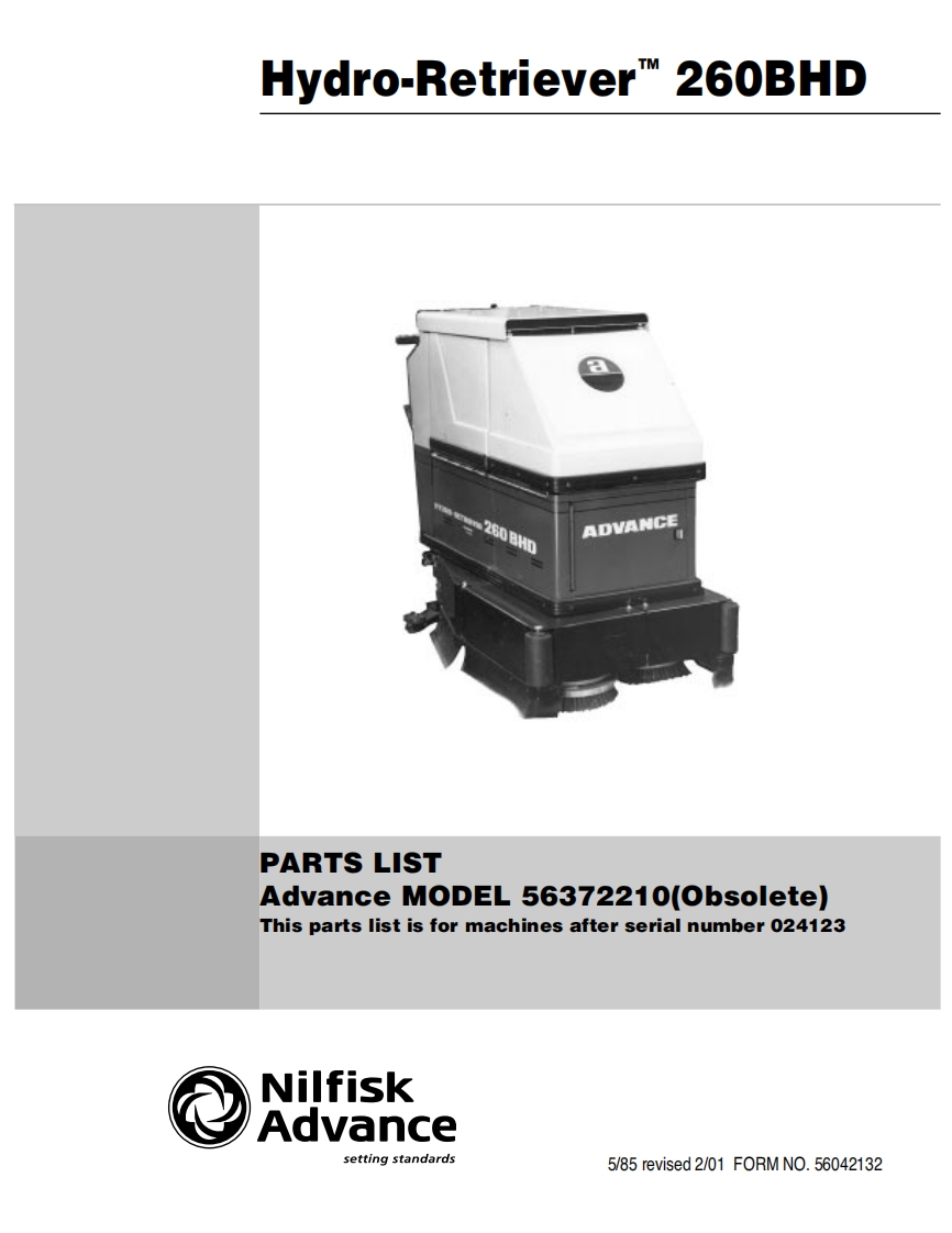 ADVANCE-Battery_WalkBehind_Scubber_HydoRetriever_260BHD说明书手册含电器原理图