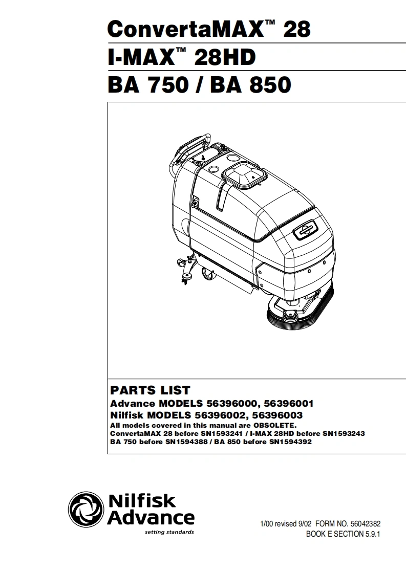 ADVANCE-Battery_WalkBehind_Scubber_IMAX28HD说明书手册含电器原理图