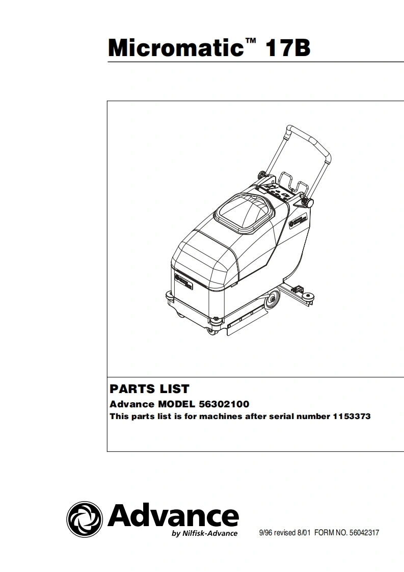 ADVANCE-Battery_WalkBehind_Scubber_Micromatic_17B说明书手册含电器原理图