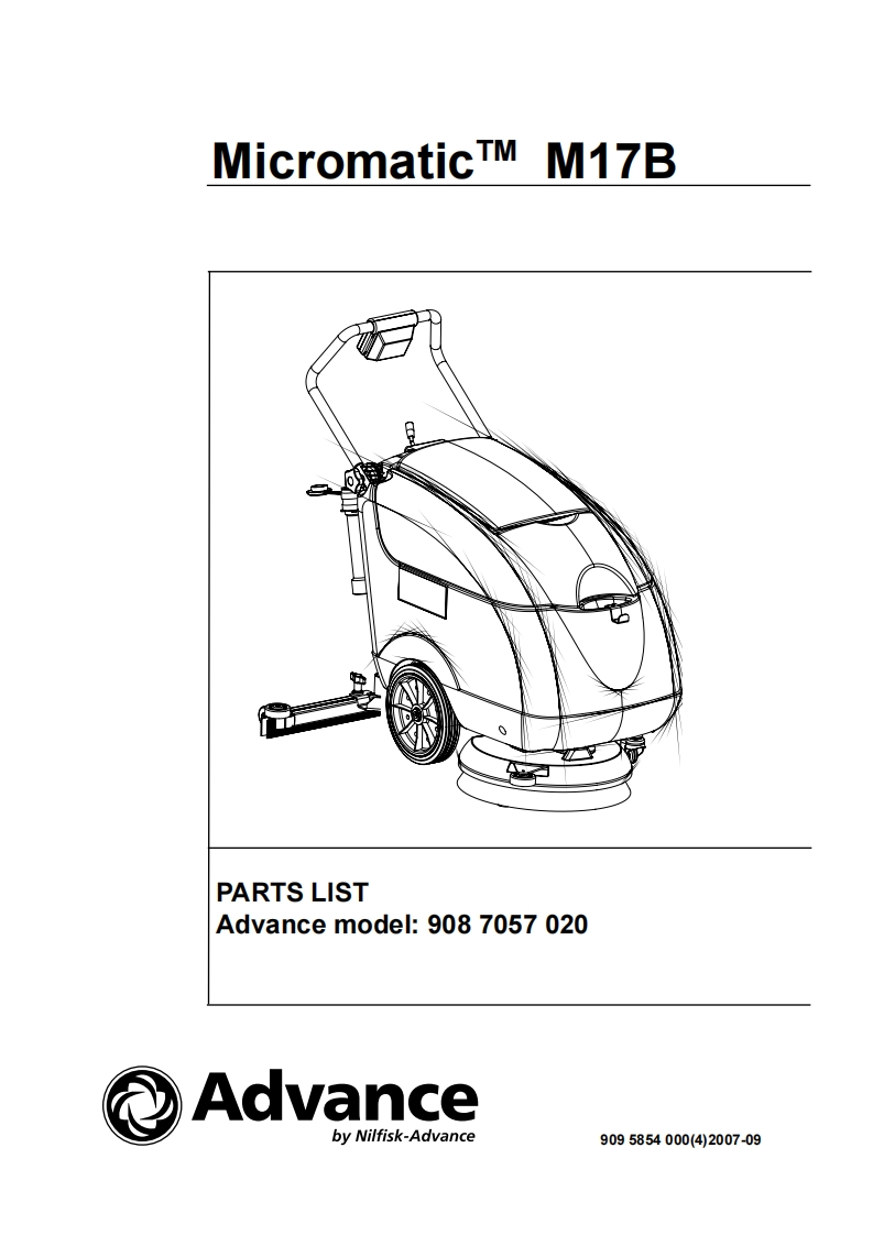 ADVANCE-Battery_WalkBehind_Scubber_Micromatic_M17B说明书手册含电器原理图