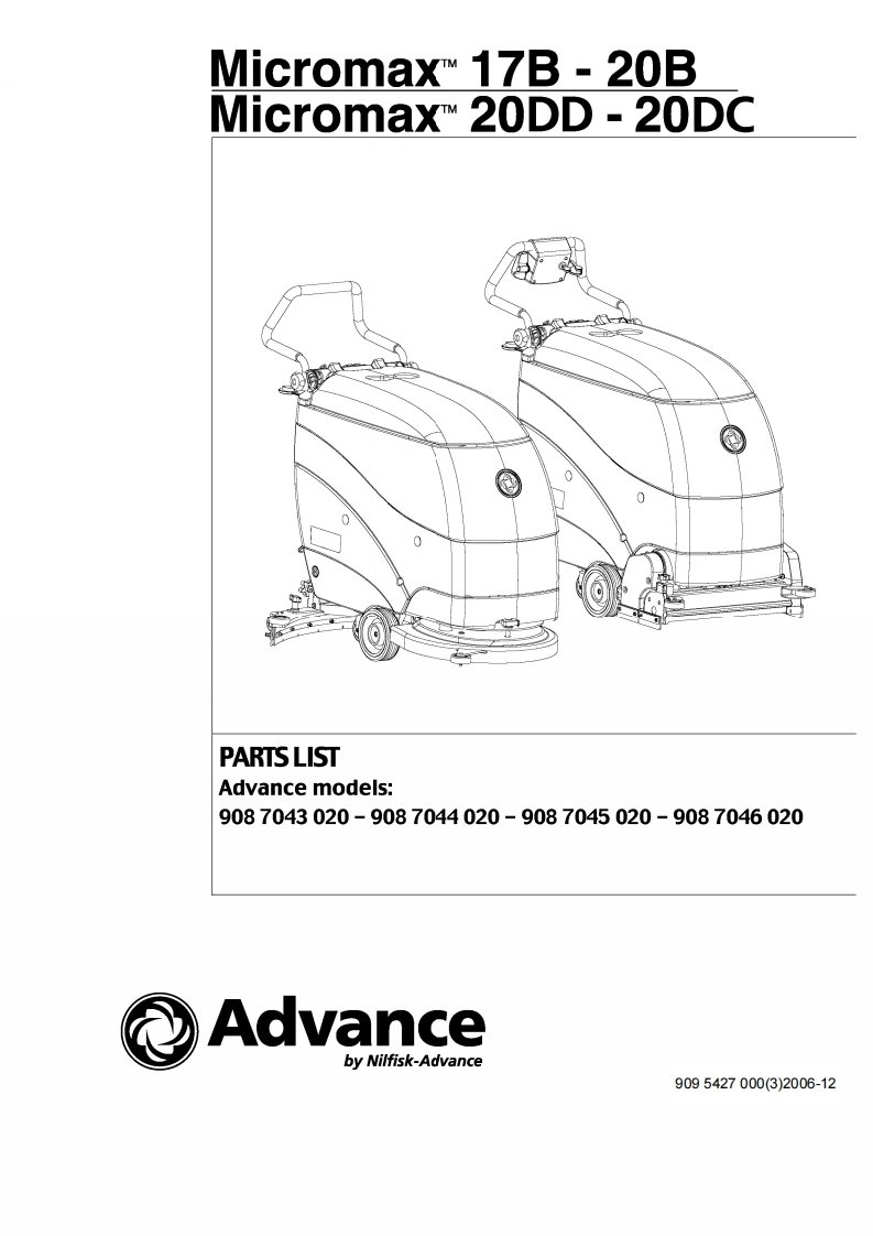 ADVANCE-Battery_WalkBehind_Scubber_Micromax17-20B说明书手册含电器原理图