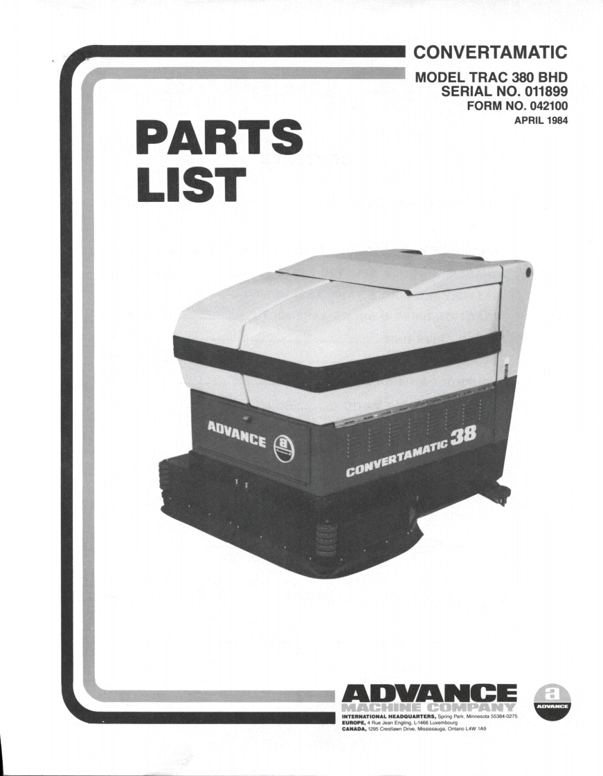 ADVANCE-Battery_WalkBehind_Scubber_Trac_380BHD说明书手册含电器原理图