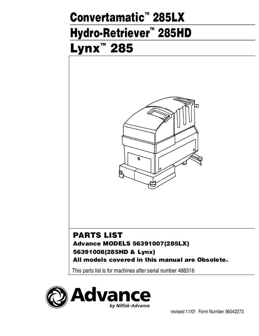 ADVANCE-Convertamatic285LX说明书手册含电器原理图