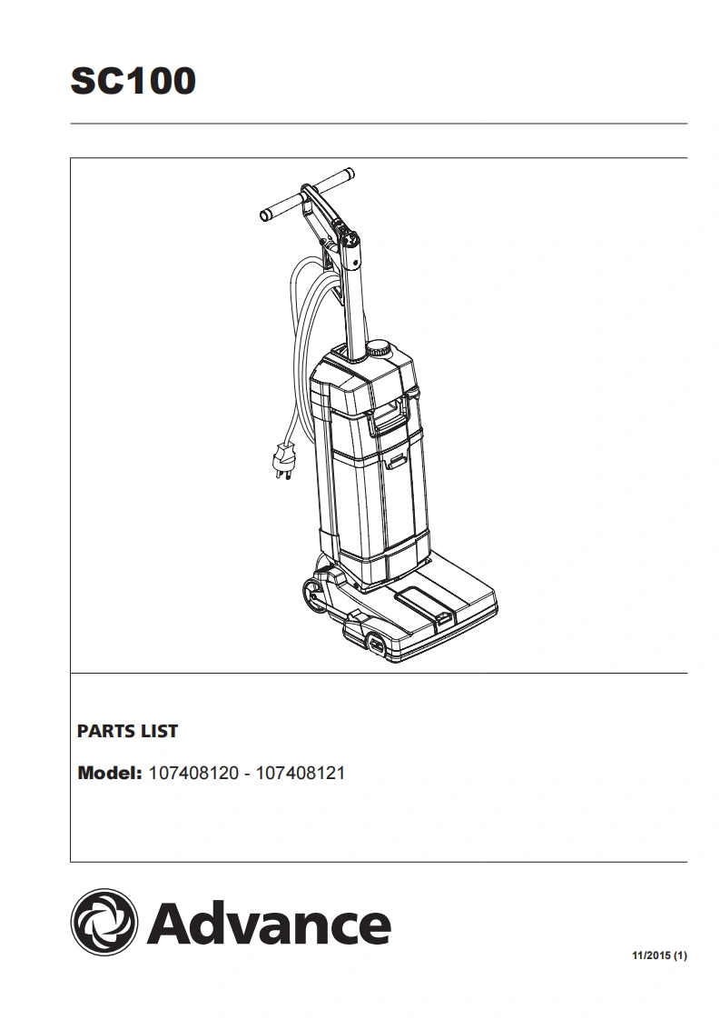 ADVANCE-SC100-parts维修零部件手册说明书手册含电器原理图