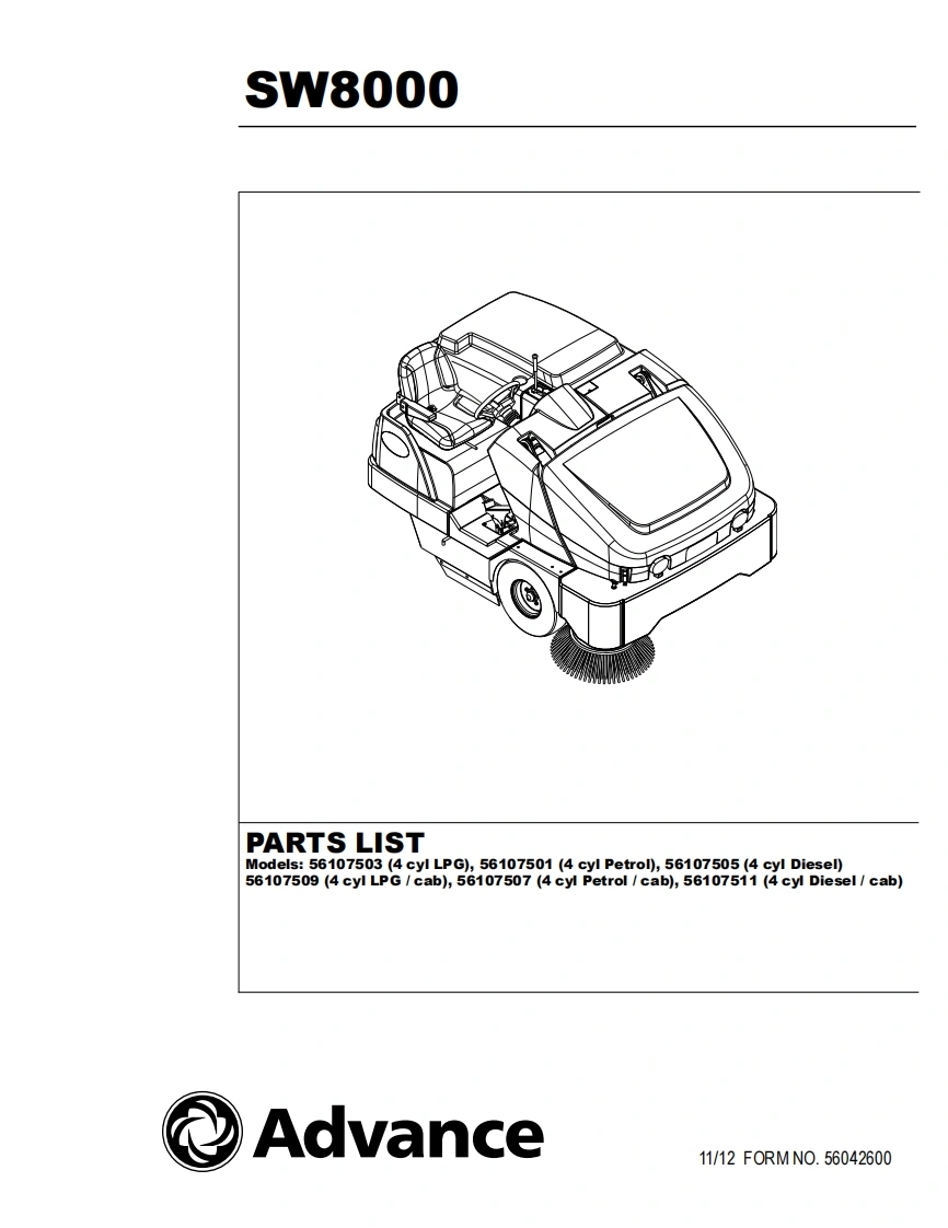 ADVANCE-SW8000-parts维修零部件手册说明书手册含电器原理图