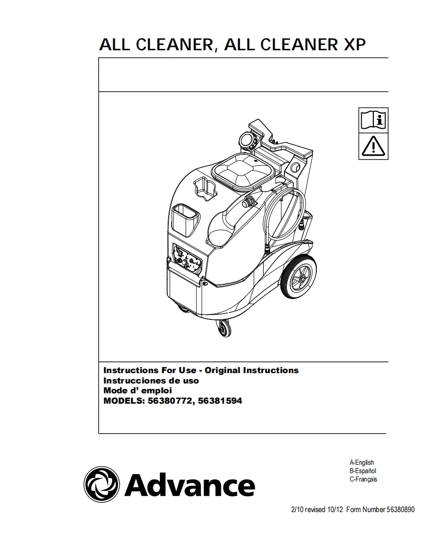 ADVANCE-advance-all-cleaner-manual操作与维护手册说明书手册含电器原理图