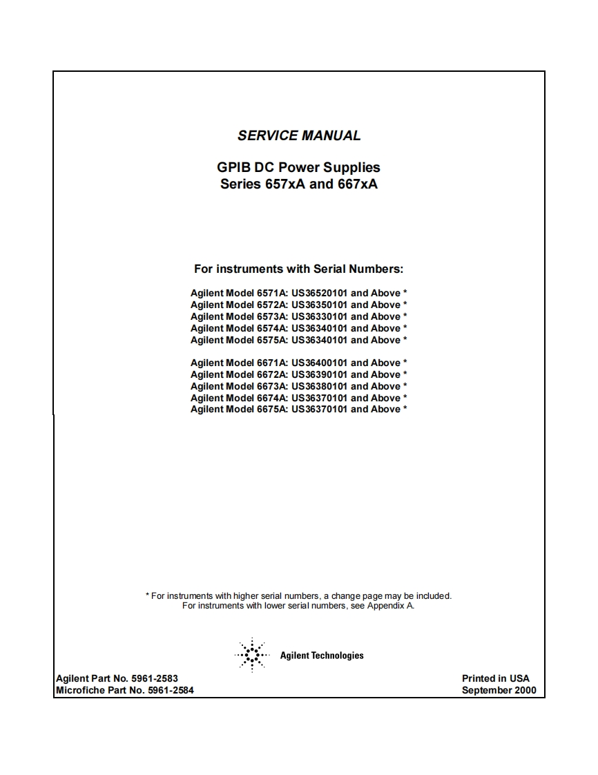 AGILENT-657xAser维修维护手册