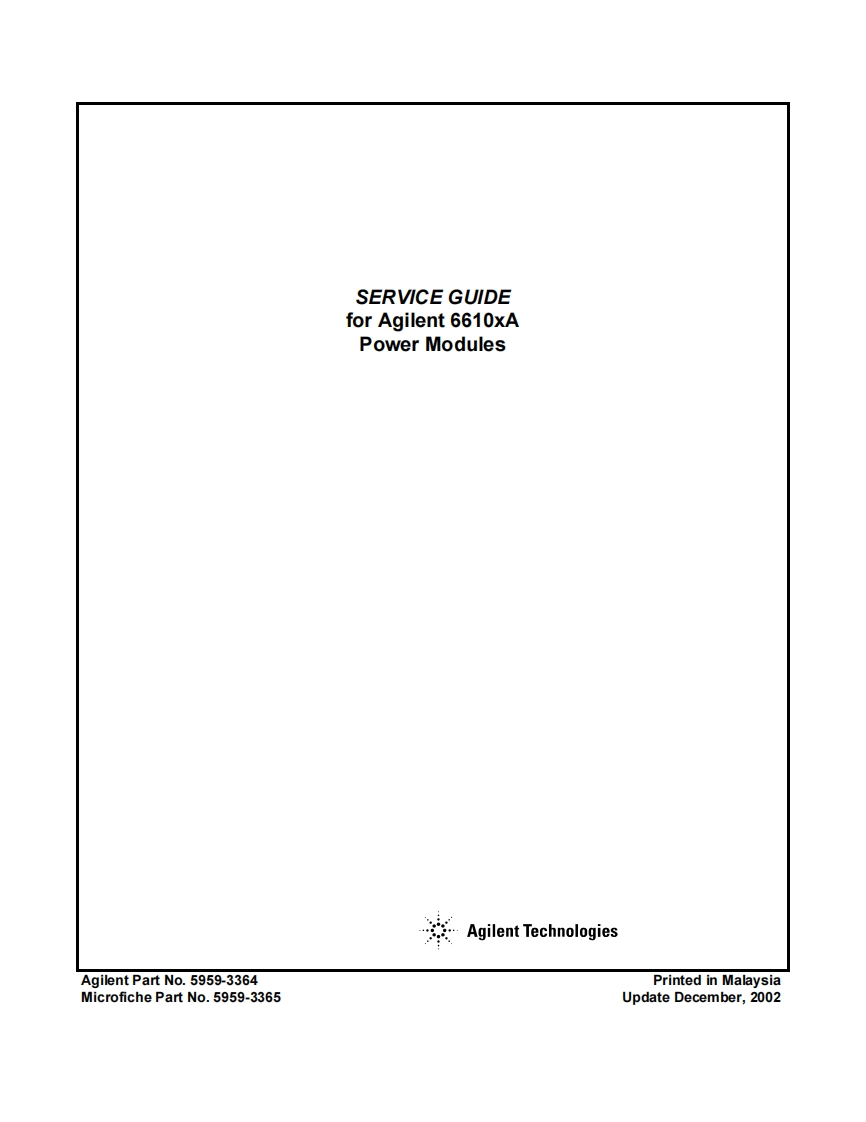 AGILENT-6610xser维修维护手册